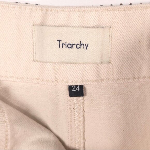 TRIARCHY Ms.Triarchy Crystal Embellished Denim Mini Skirt ORGANIC COTTON Size 24 - Picture 8 of 16